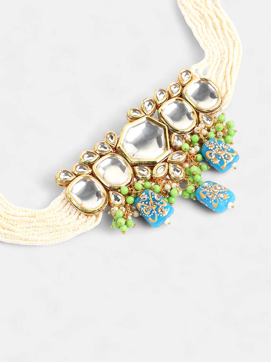The Mariam Jewellery Set - Azure Blue & Kelly Green-SOHNCK2061