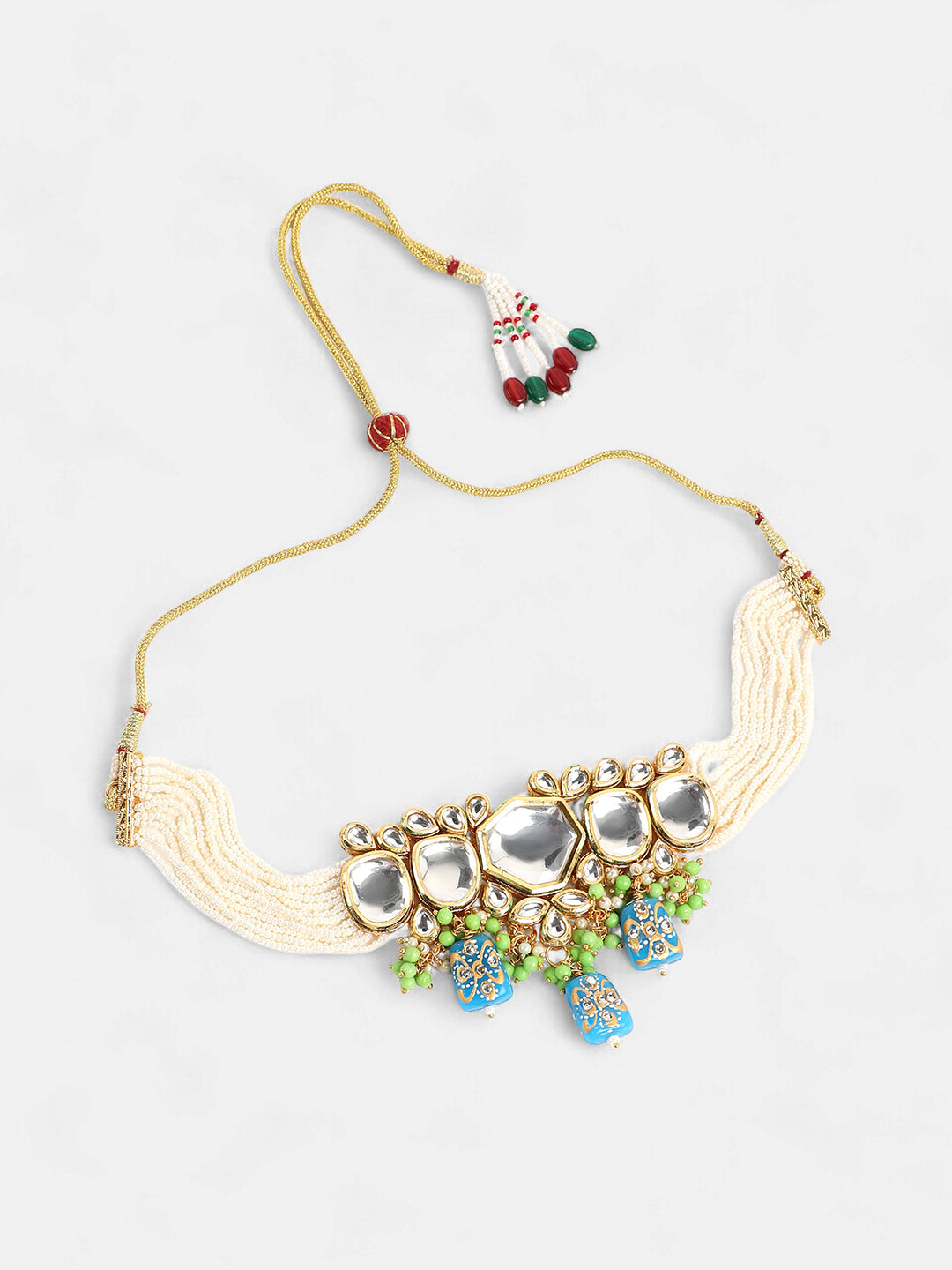 The Mariam Jewellery Set - Azure Blue & Kelly Green-SOHNCK2061