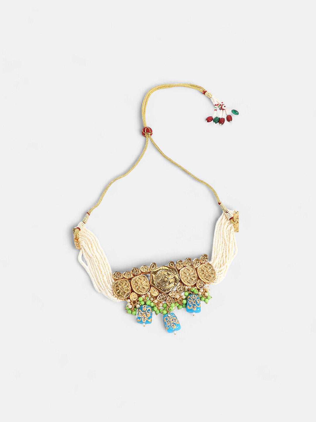 The Mariam Jewellery Set - Azure Blue & Kelly Green-SOHNCK2061