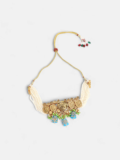 The Mariam Jewellery Set - Azure Blue & Kelly Green-SOHNCK2061