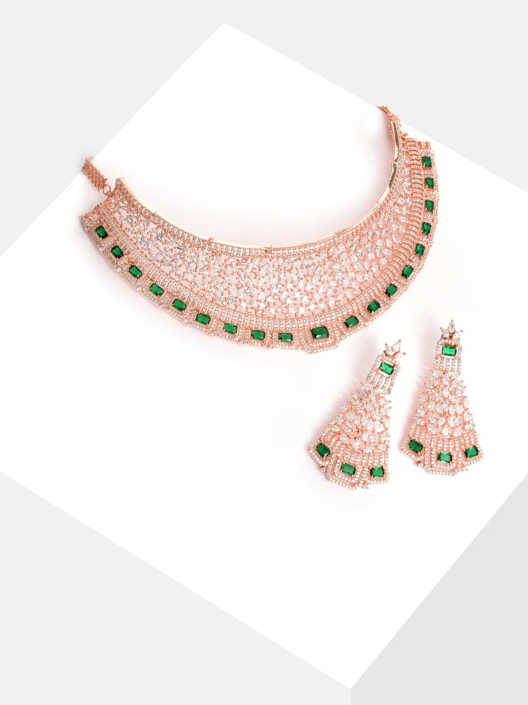 Gold Plated Designer Stone Necklace and Earring Set
