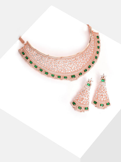 Gold Plated Designer Stone Necklace and Earring Set