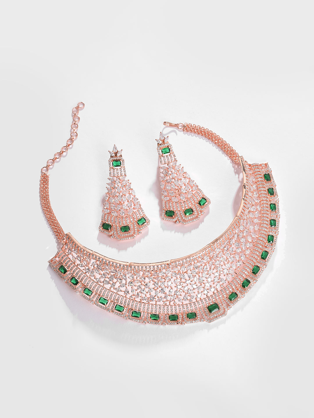 Gold Plated Designer Stone Necklace and Earring Set