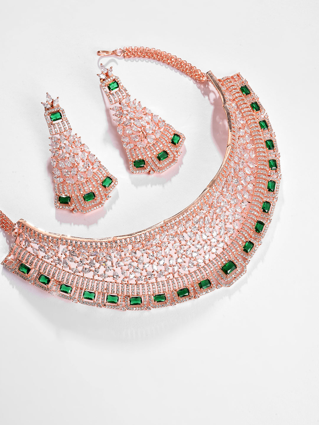 Gold Plated Designer Stone Necklace and Earring Set