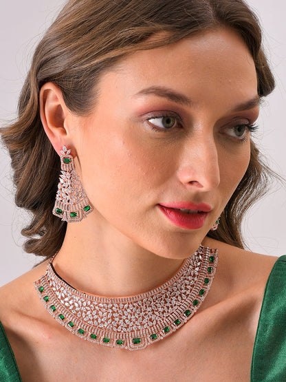 Gold Plated Designer Stone Necklace and Earring Set