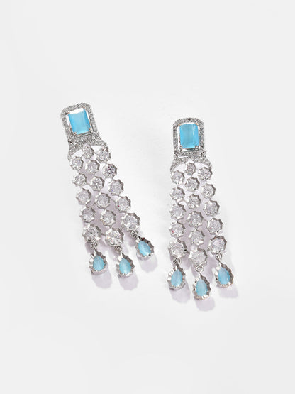 Silver Plated Designer Stone Necklace, Earrings and Maang Tikka Set