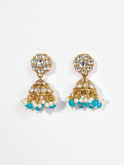 Gold Plated Designer Stone Beaded Necklace, Earrings and Maang Tikka Set