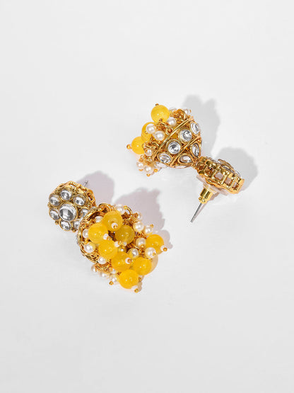 Gold Plated Designer Stone Beaded Necklace, Earrings and Maang Tikka Set