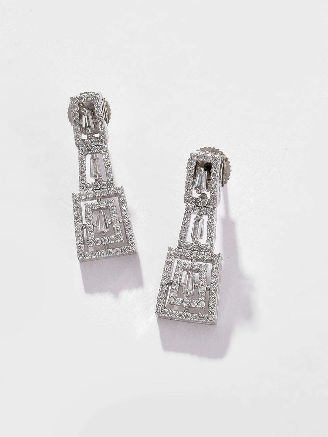 Silver Plated Designer Stone Necklace and Earring Set