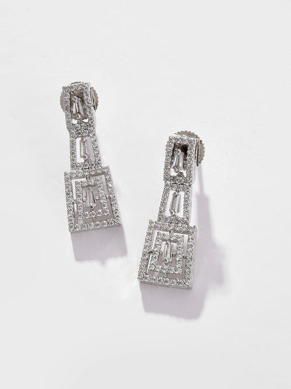 Silver Plated Designer Stone Necklace and Earring Set