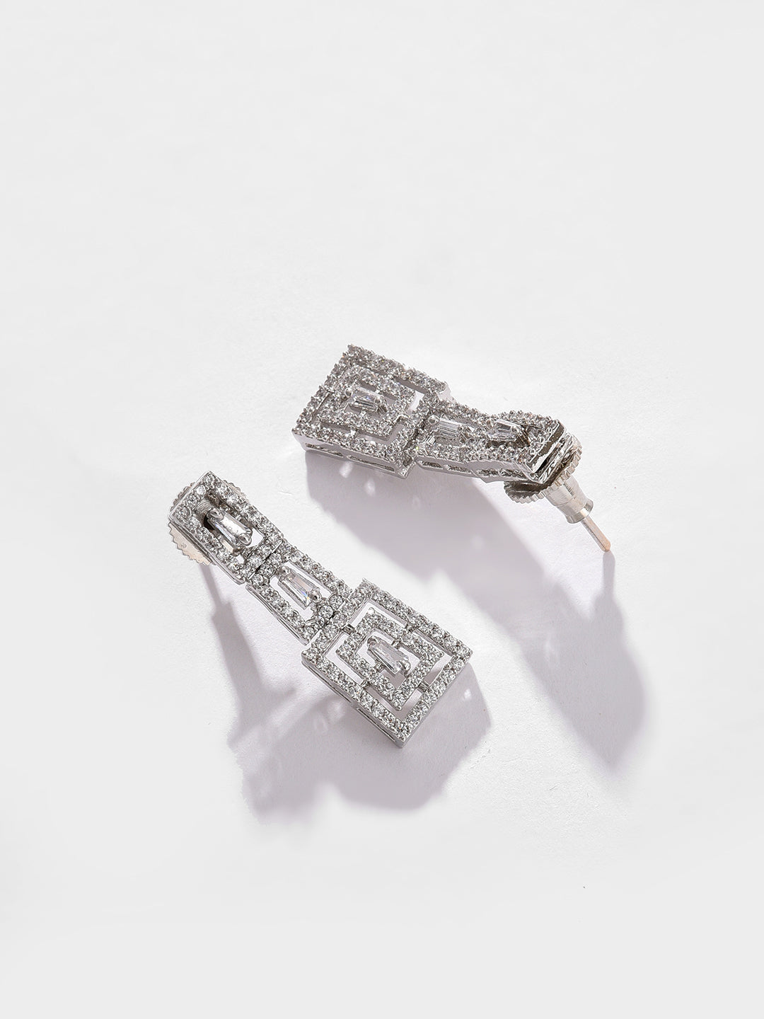 Silver Plated Designer Stone Necklace and Earring Set