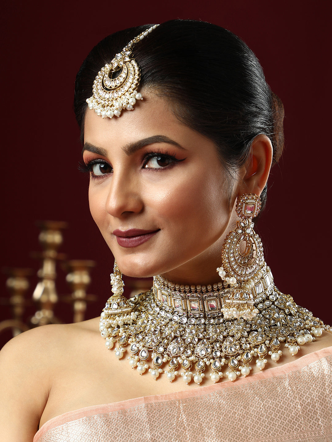 The Amira Jewellery Set - Crystal Silver-SOHNCK2074
