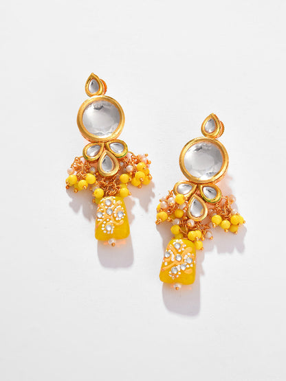 Gold Plated Kundan Beaded Necklace and Earring Set