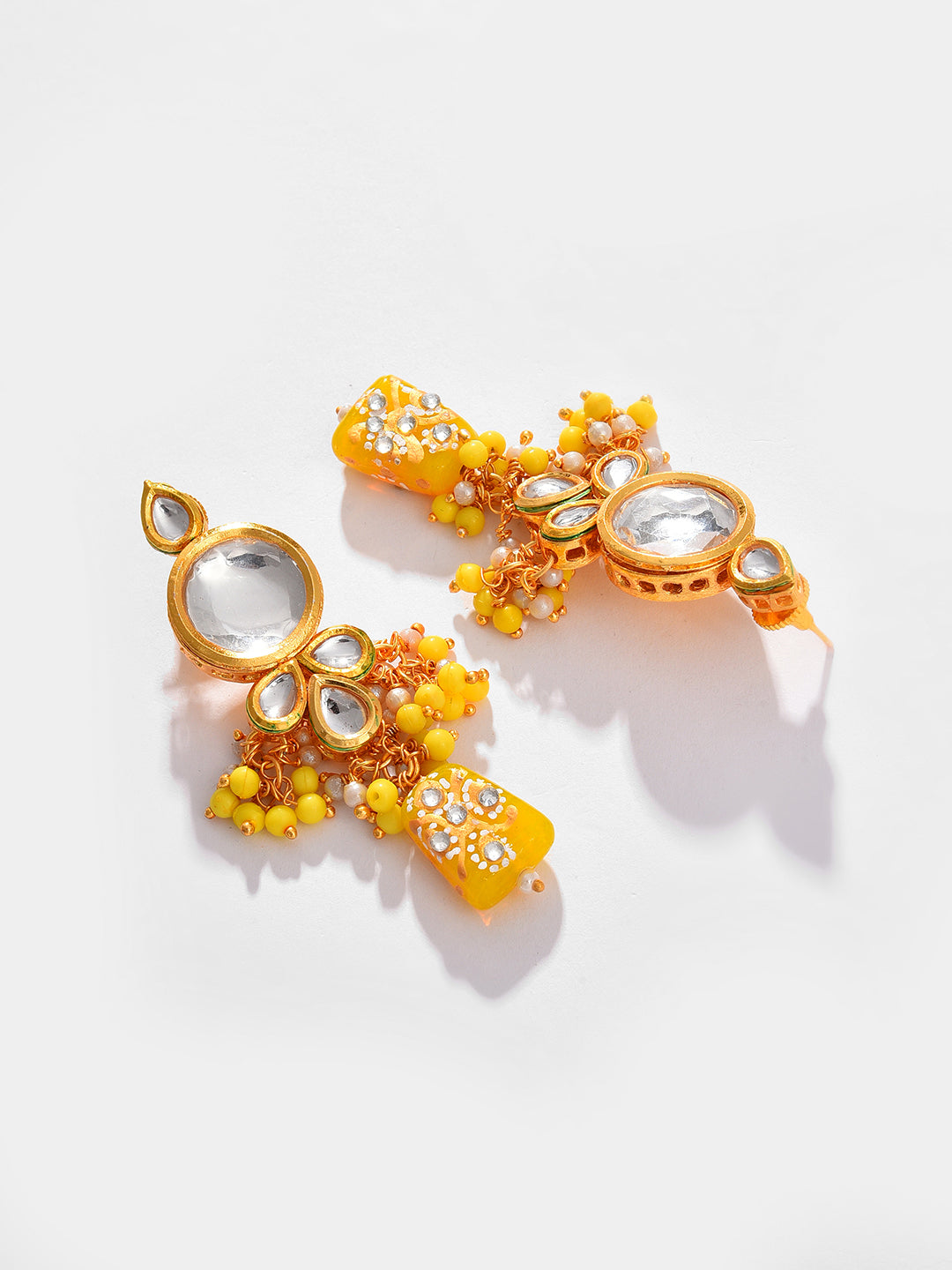 Gold Plated Kundan Beaded Necklace and Earring Set