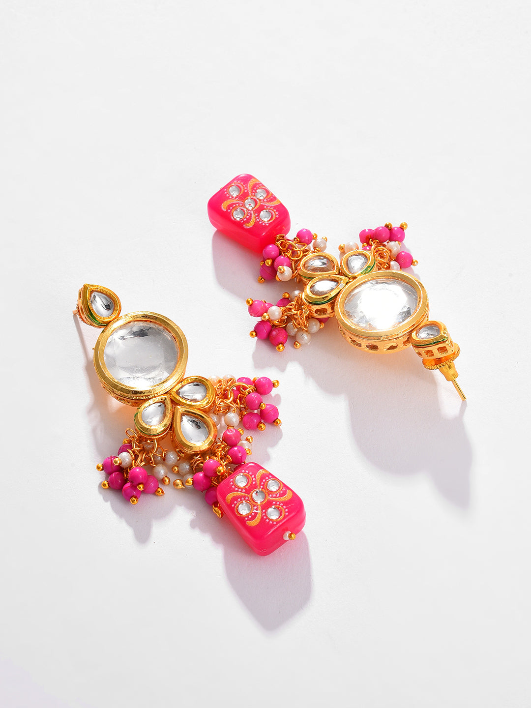 Gold Plated Kundan Beaded Necklace and Earring Set