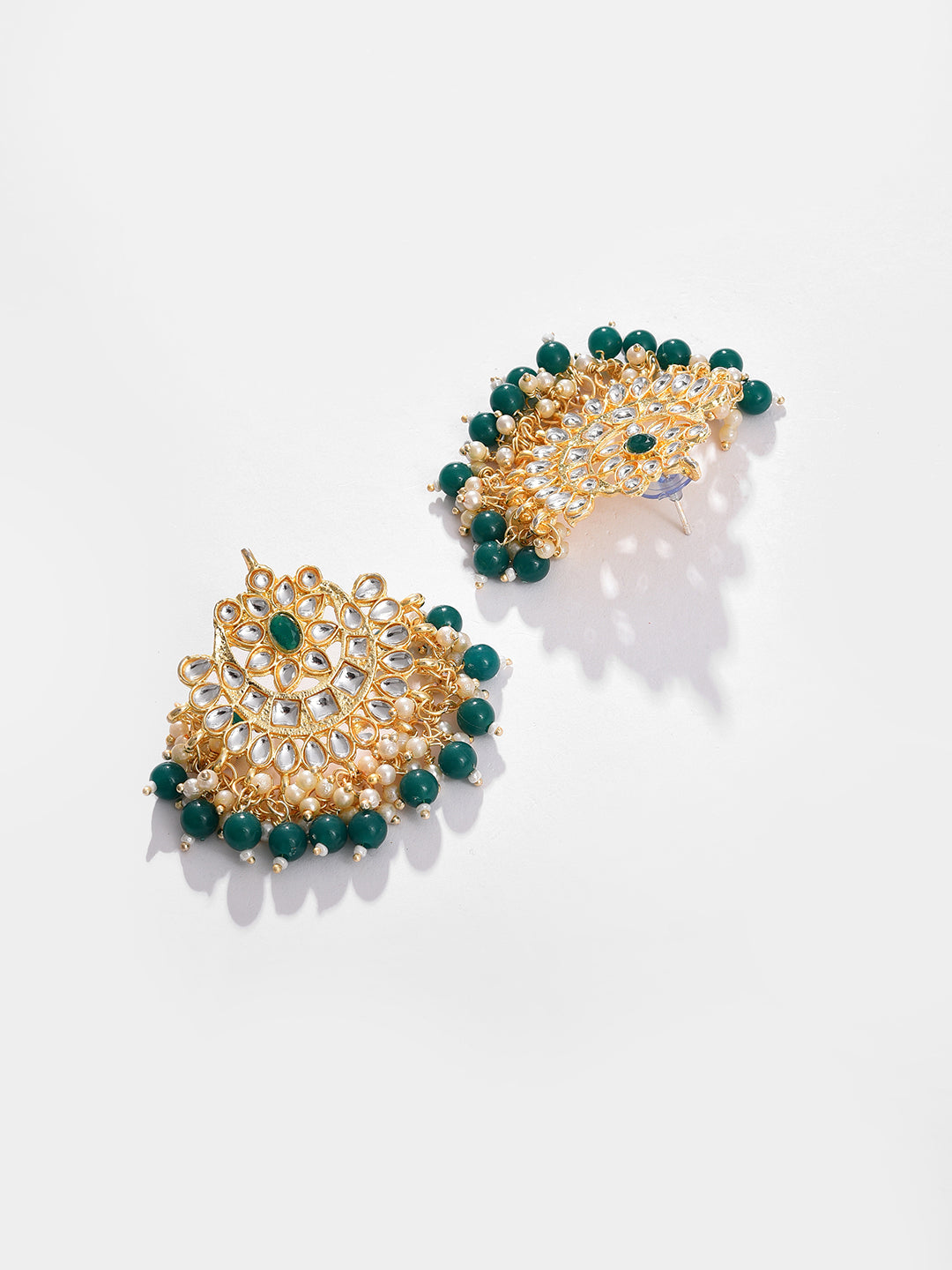 Gold Plated Designer Stone Beaded Necklace, Earrings and Maang Tikka Set