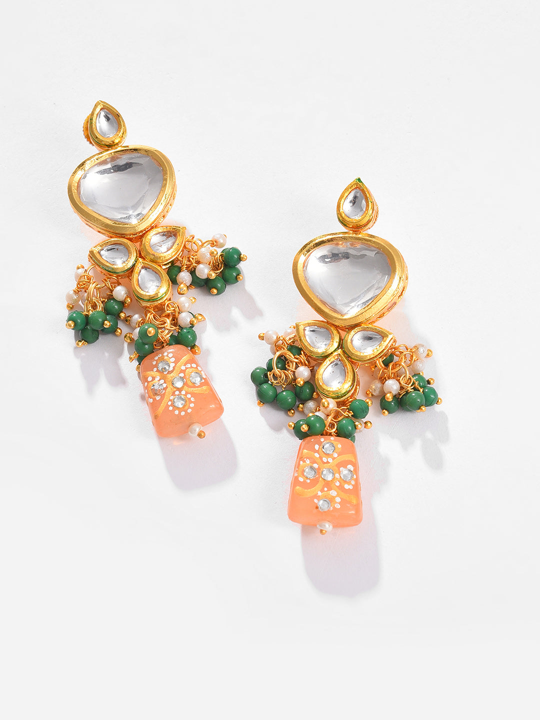 Gold Plated Kundan Beaded Necklace and Earring Set