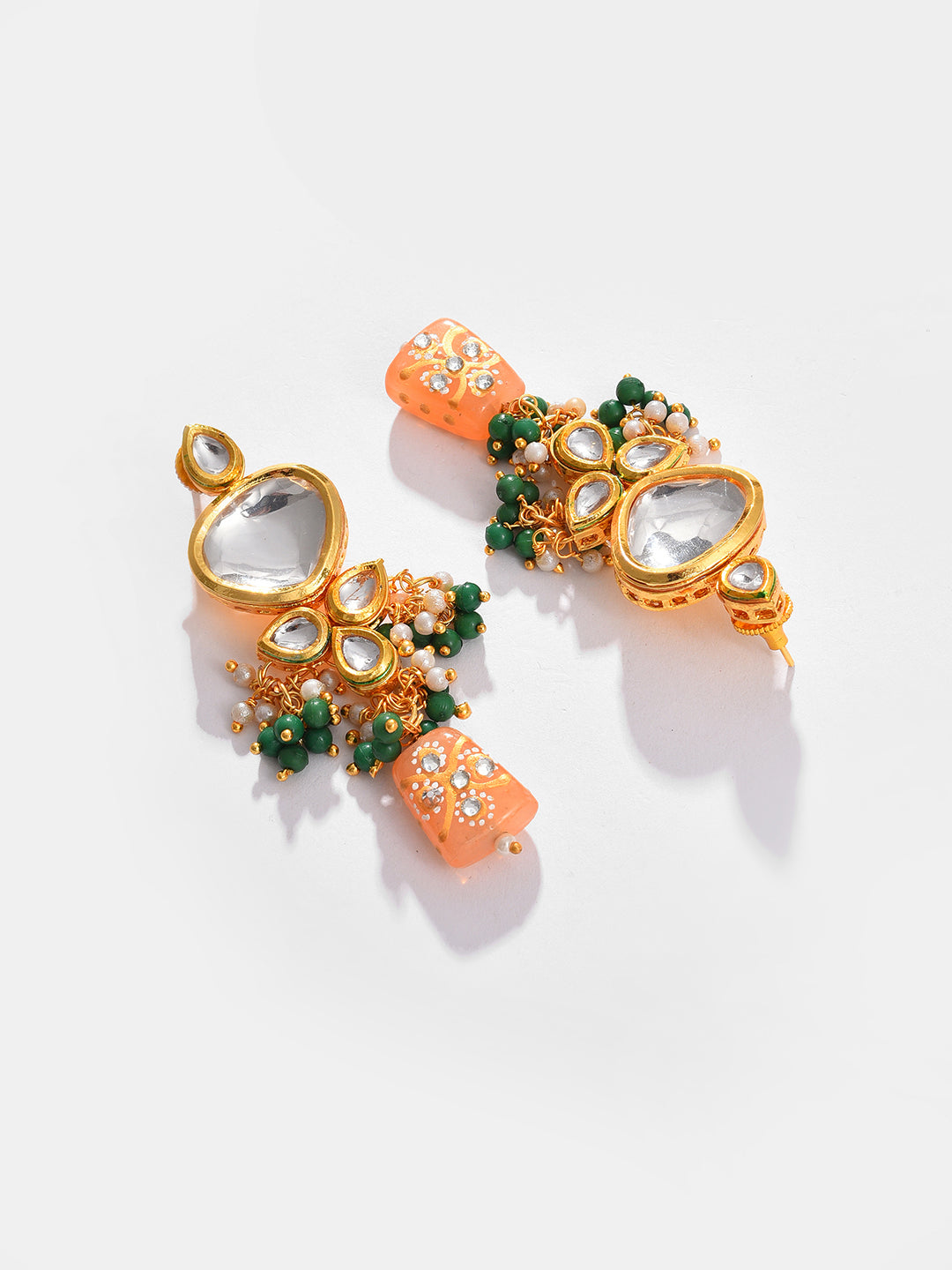Gold Plated Kundan Beaded Necklace and Earring Set