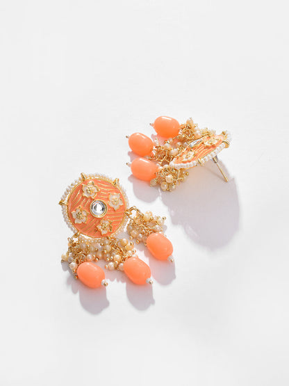 Gold Plated Designer Stone Beaded Necklace and Earring Set