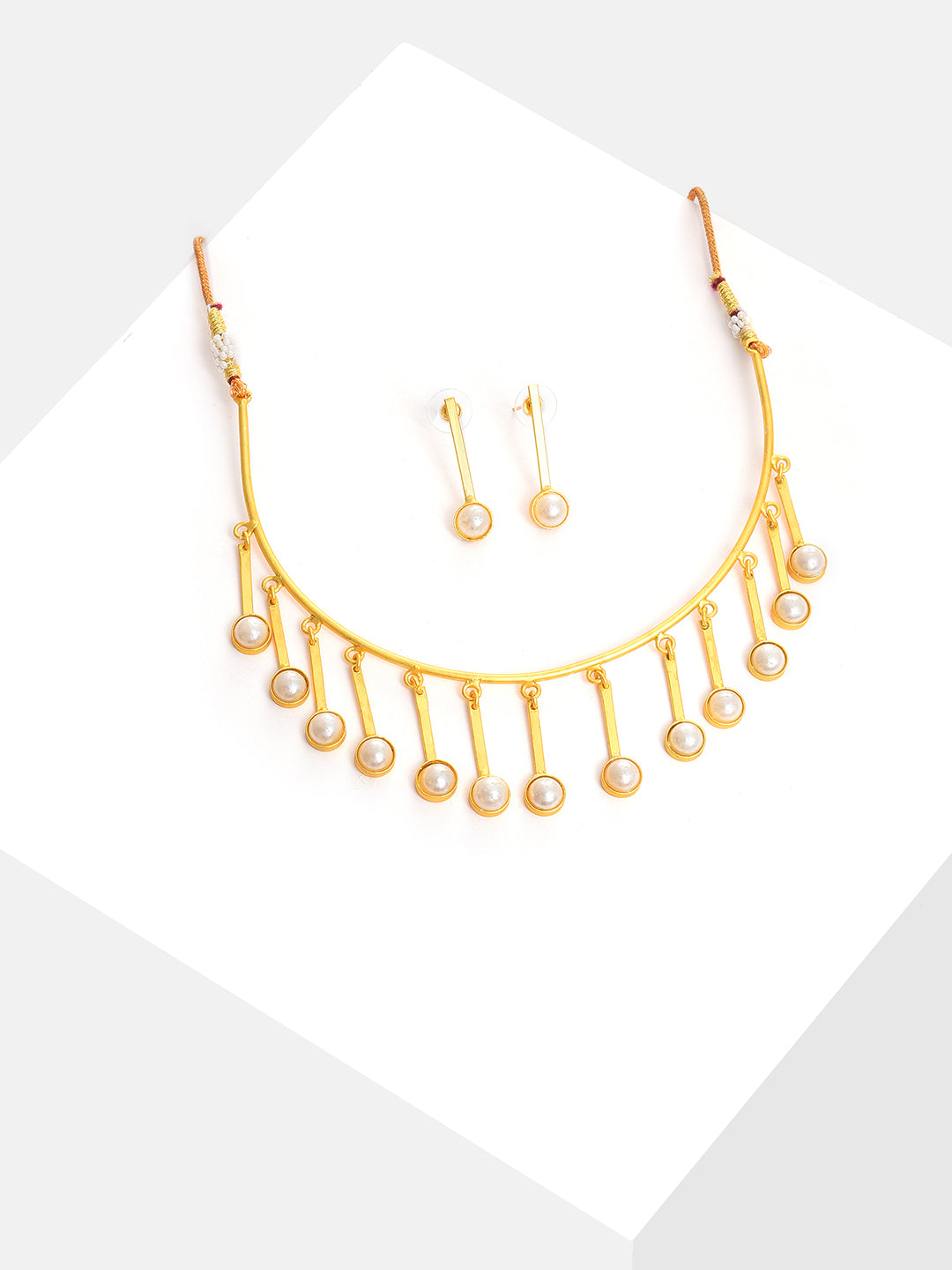 Gold Plated Designer Stone Necklace and Earring Set
