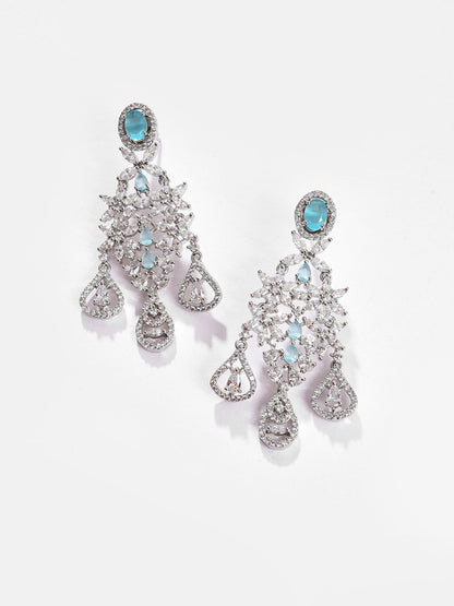 Silver Plated Designer Stone Necklace, Earrings and Maang Tikka Set