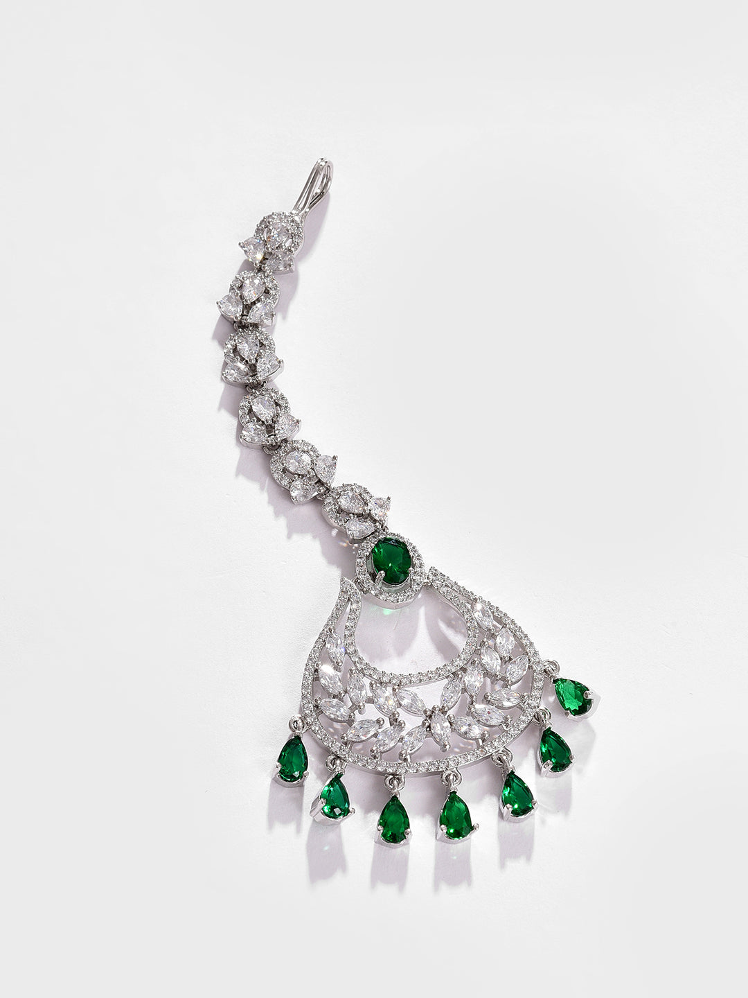 Silver Plated Designer Stone Necklace, Earrings and Maang Tikka Set