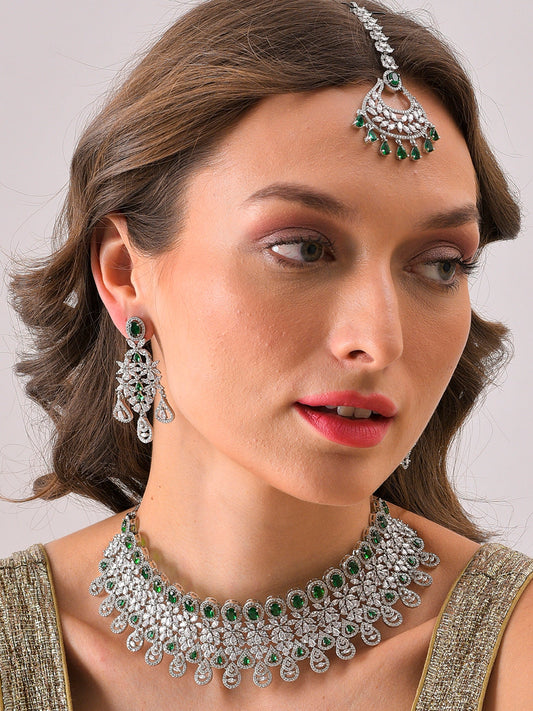 Silver Plated Designer Stone Set