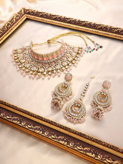 The Amira Jewellery Set - Blush Pink-SOHNCK2098