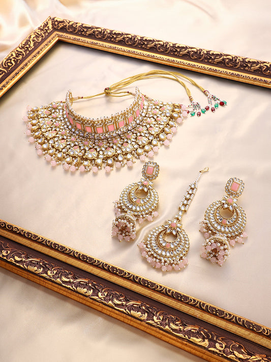 The Amira Jewellery Set - Blush Pink-SOHNCK2098