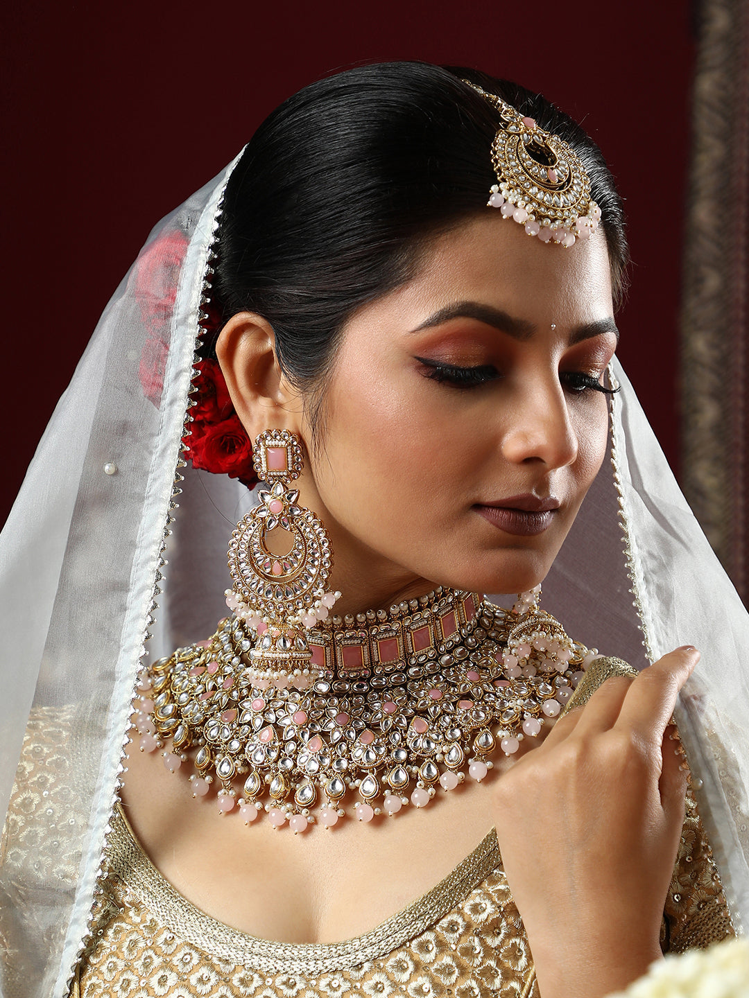 The Amira Jewellery Set - Blush Pink-SOHNCK2098