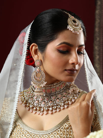 The Amira Jewellery Set - Blush Pink-SOHNCK2098