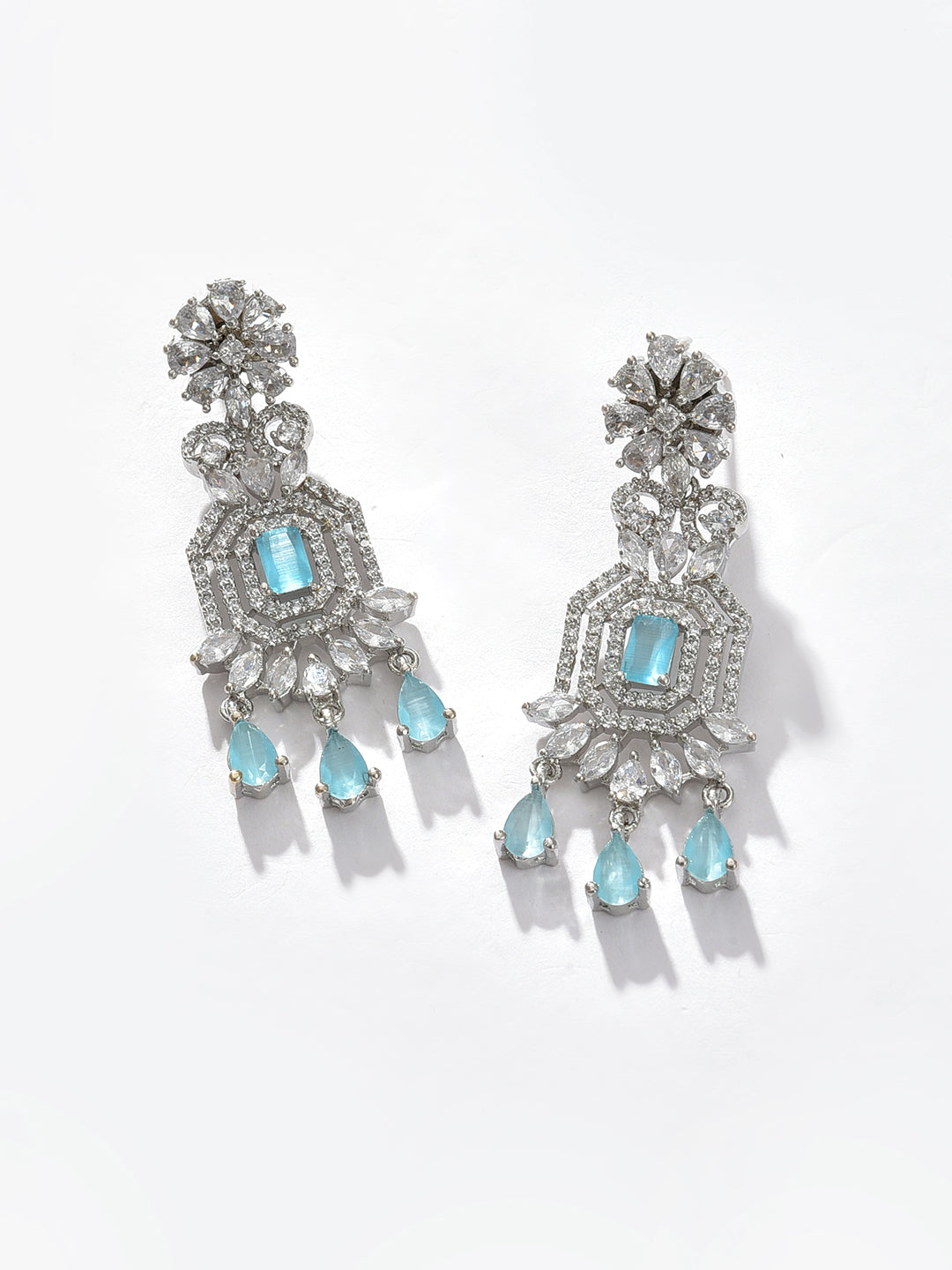 Silver Plated Designer Stone Necklace, Earrings and Maang Tikka Set Jewellery Set