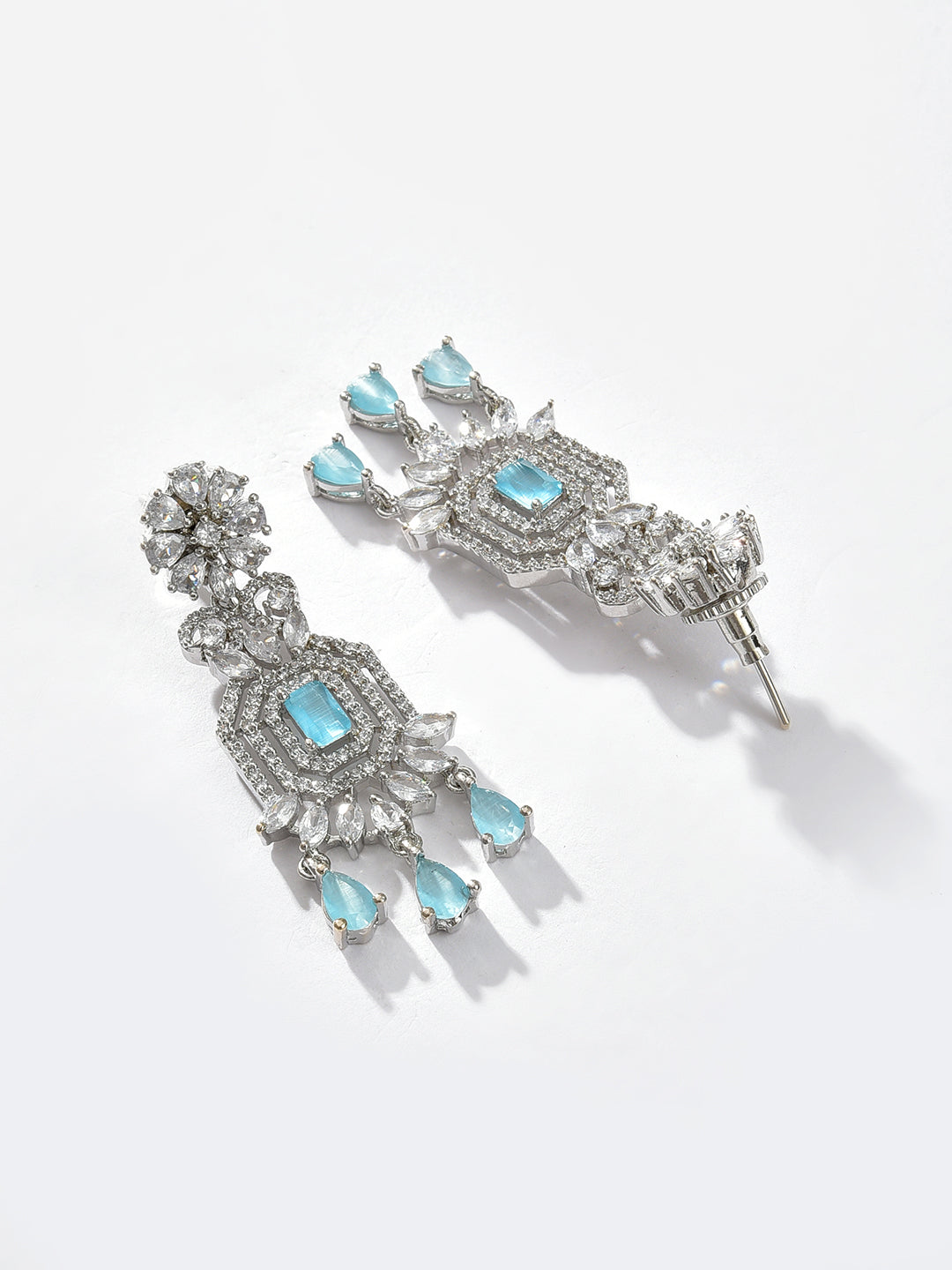 Silver Plated Designer Stone Necklace, Earrings and Maang Tikka Set Jewellery Set