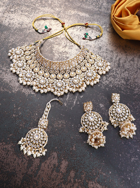 The Mehrunissa Jewellery Set - Crystal Silver-SOHNCK2151