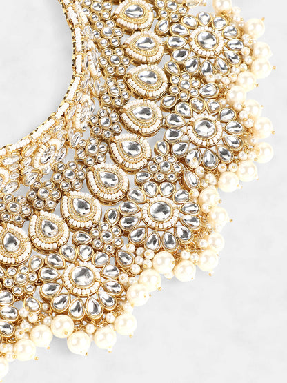 The Mehrunissa Jewellery Set - Crystal Silver-SOHNCK2151