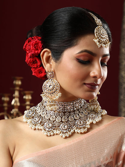 The Mehrunissa Jewellery Set - Crystal Silver-SOHNCK2151