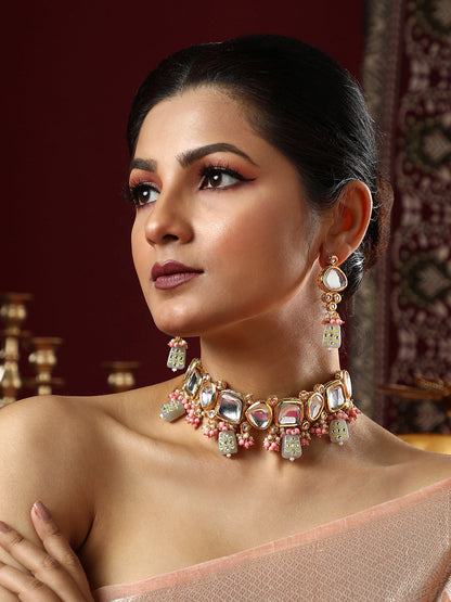 The Azra Jewellery Set - Cloud Grey & Bubblegum Pink-SOHNCK2159
