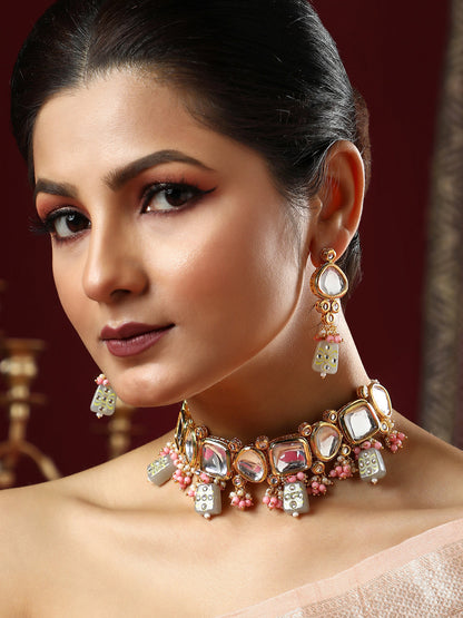 The Azra Jewellery Set - Cloud Grey & Bubblegum Pink-SOHNCK2159