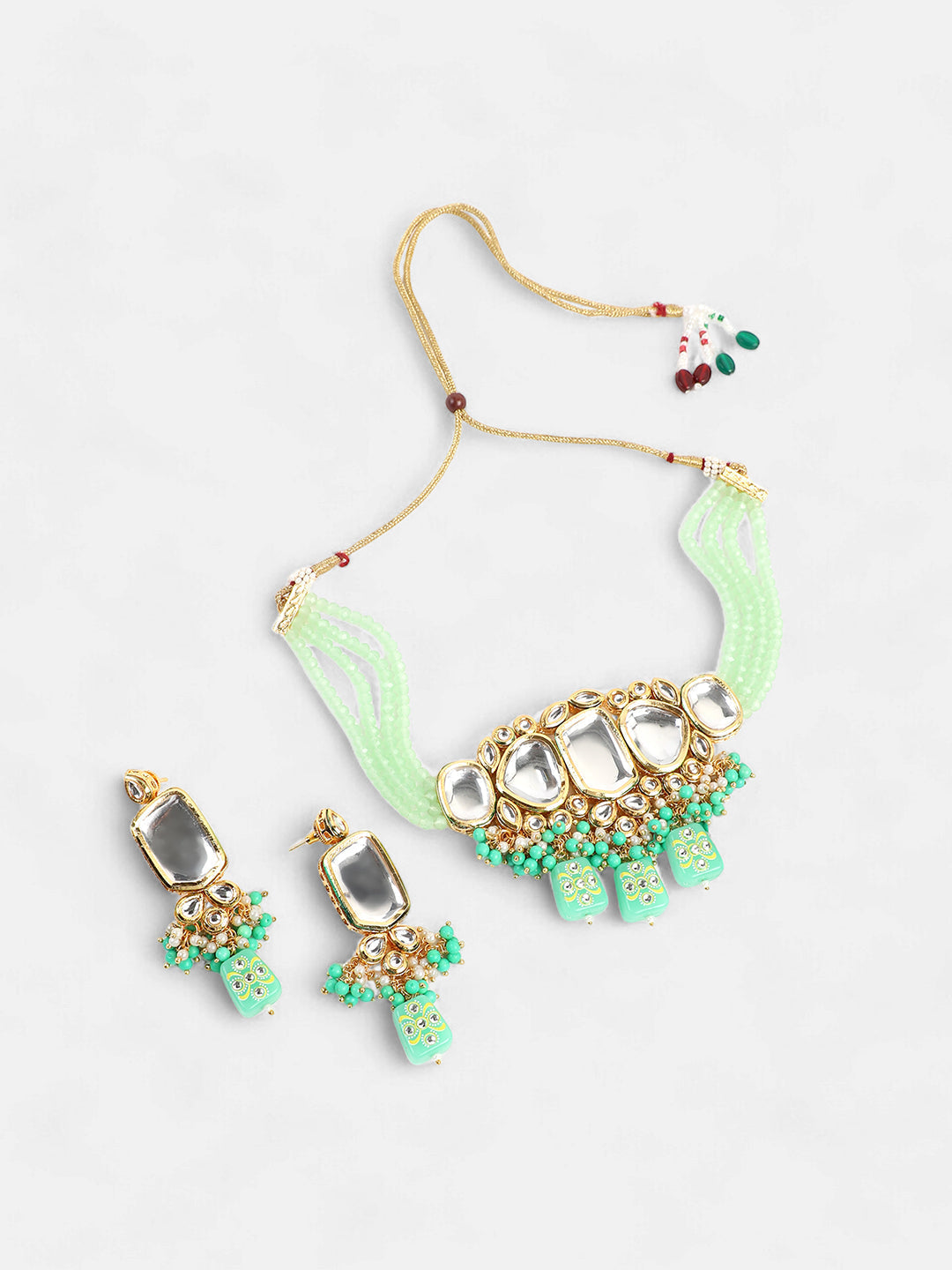 The Dareen Jewellery Set - Mint Green-SOHNCK2160