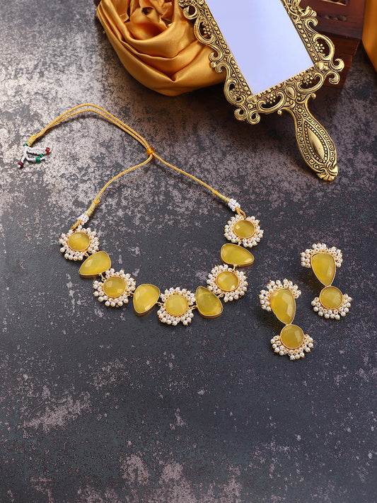 The Mehreen Jewellery Set - Canary Yellow-SOHNCK2168