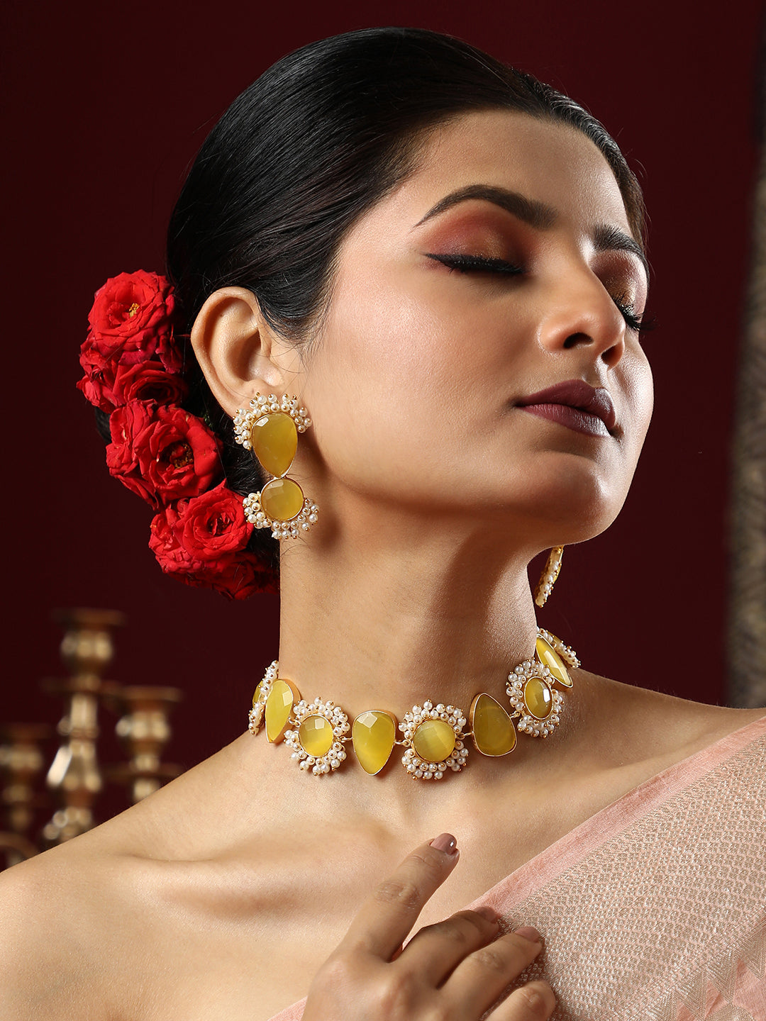 The Mehreen Jewellery Set - Canary Yellow-SOHNCK2168