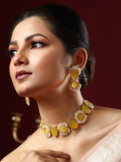 The Mehreen Jewellery Set - Canary Yellow-SOHNCK2168