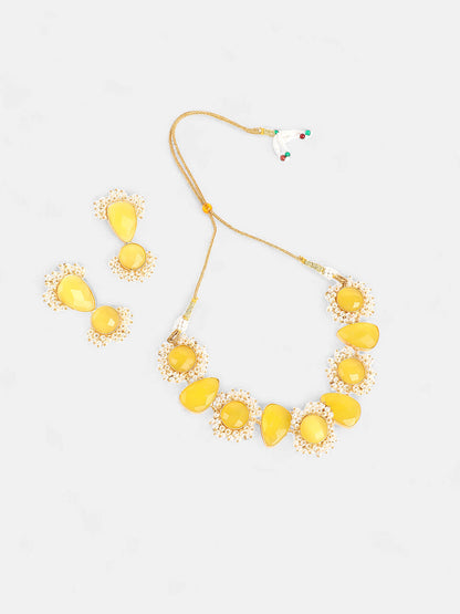 The Mehreen Jewellery Set - Canary Yellow-SOHNCK2168