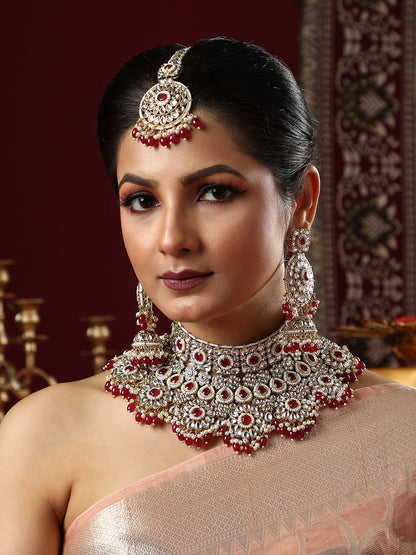 The Mehrunissa Jewellery Set - Ruby Red-SOHNCK2207