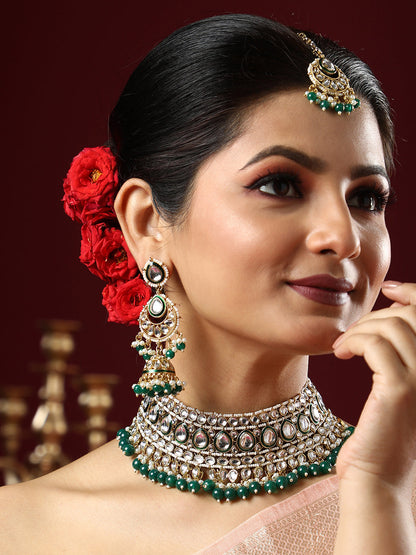 The Tahira Jewellery Set - Emerald Green-SOHNCK2210
