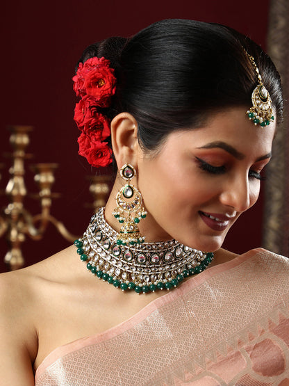 The Tahira Jewellery Set - Emerald Green-SOHNCK2210