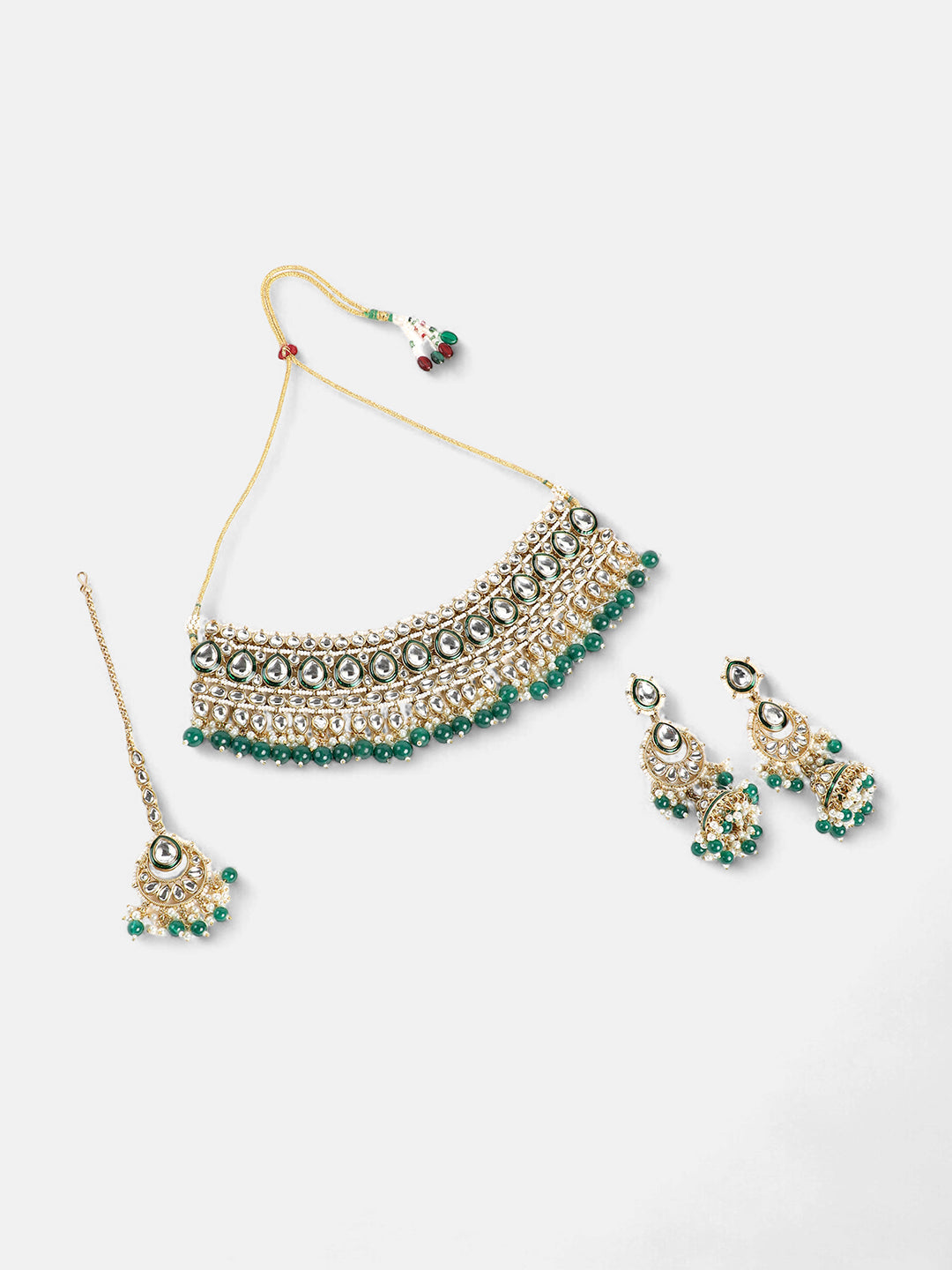 The Tahira Jewellery Set - Emerald Green-SOHNCK2210