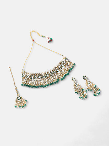 The Tahira Jewellery Set - Emerald Green-SOHNCK2210