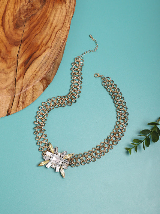 Gold Plated Designer Stone Party Necklace