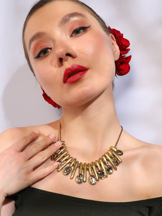 Gold Plated Designer Stone Party Necklace